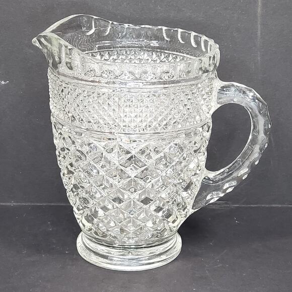 Vtg Anchor Hocking Wexford Diammond Cut Juice Pitcher MCM Tableware - Picture 1 of 9